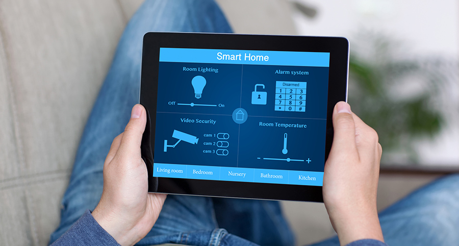 The ability to access and control security components from a mobile device is one of the top smart home trends in Raleigh. Close-up of smart home security app.
